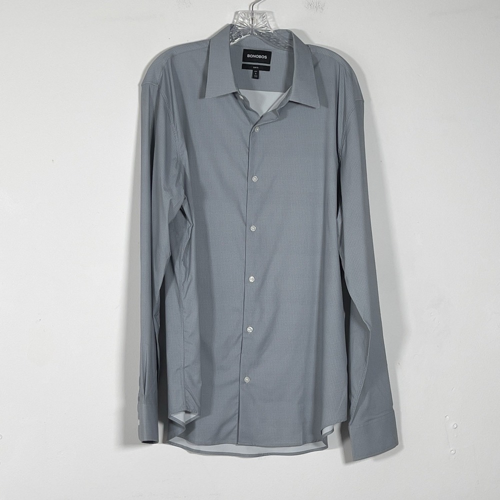 Bonobos Slim Fit Button Up Shirt Mens Sz XL Gray Long Sleeve Stretch